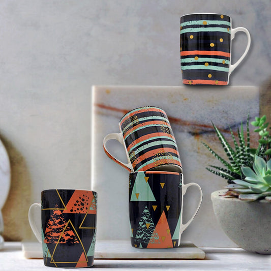 Blue & Orange Porcelain Mugs