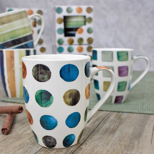 Colorful Shapes Porcelain Mugs with Box
