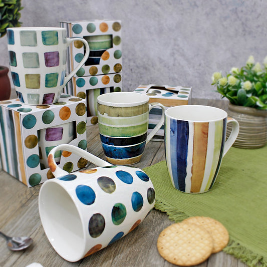 Colorful Shapes Porcelain Mugs with Box
