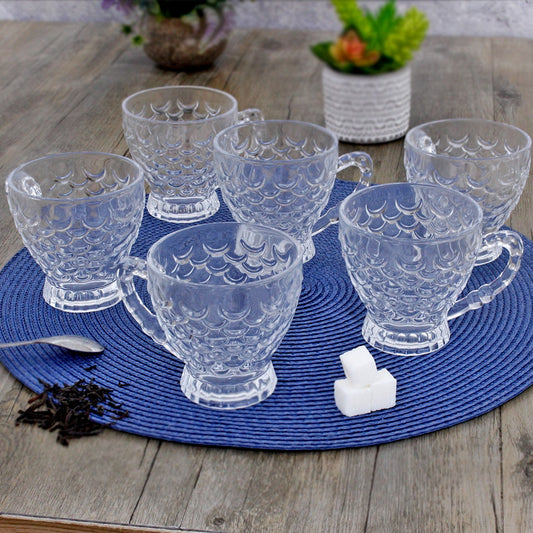 Glass Cups with Handle 195ml (6 Cups)