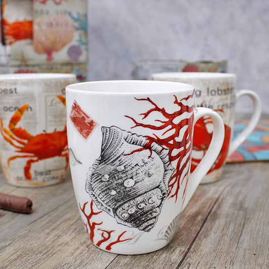 Orange Sea Porcelain Mugs with Box