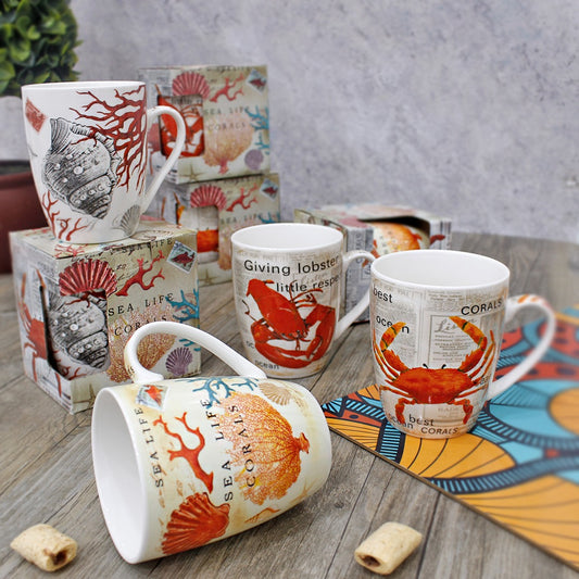 Orange Sea Porcelain Mugs with Box