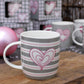 Pink Hearts Porcelain Mugs with Box